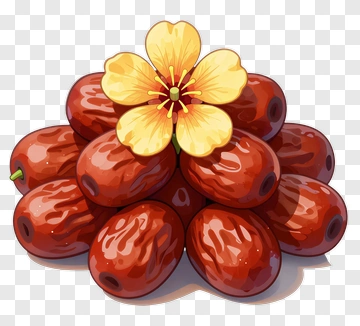 Colorful Arrangement Of Red Dates With Flower PNG