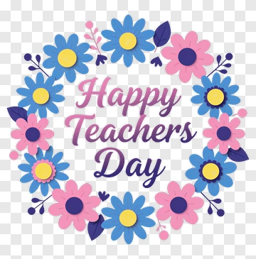 Happy Teachers Day Floral Wreath PNG