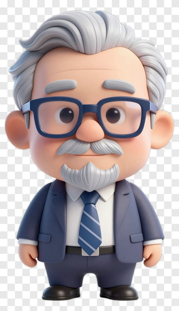 3D Cartoon Businessman With Glasses PNG