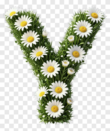 Floral Letter Y Made Of Daisies PNG