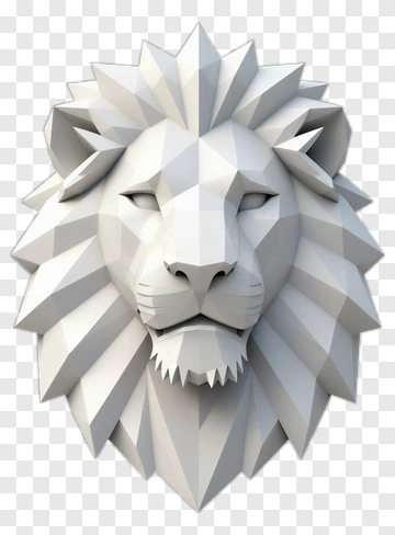 3D Lion Head Sculpture PNG