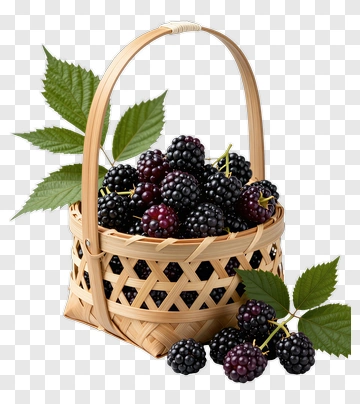 Basket Of Fresh Blackberries PNG