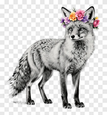 Fox Wearing A Flower Crown PNG