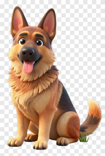 Cartoon German Shepherd Dog Sitting PNG