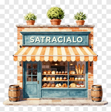 Bakery Shopfront With Breads And Pastries PNG