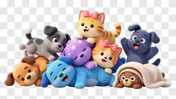 Colorful Cartoon Animals Piled Together PNG