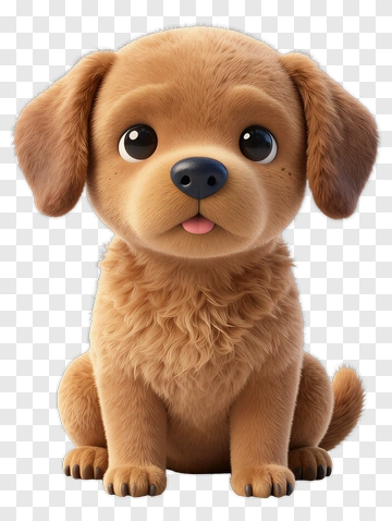 Cute Cartoon Puppy Sitting PNG