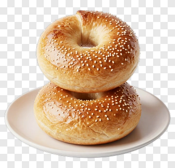 Fresh Bagels On A Plate PNG