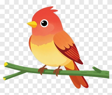 Cartoon Bird Sitting On A Branch PNG