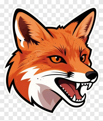 Cartoon Fox Head With Sharp Teeth PNG