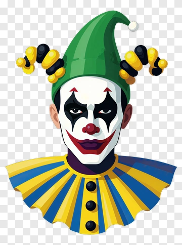 Cartoon Clown With Colorful Hat And Collar PNG
