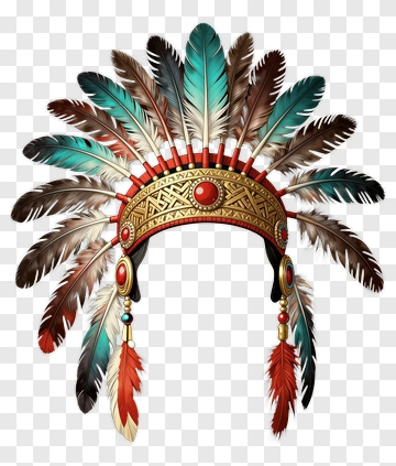 Colorful Native American Feather Headdress PNG