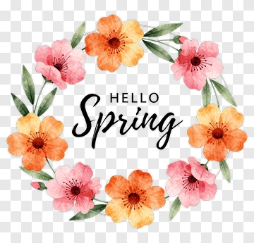 Hello Spring Floral Wreath PNG