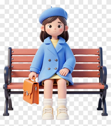 Sad Girl Sitting On A Bench PNG