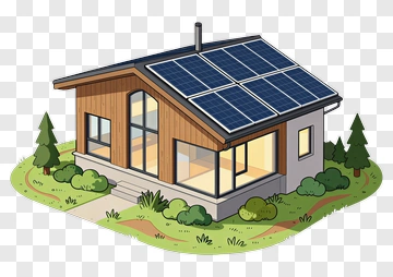 Eco House With Solar Panels PNG