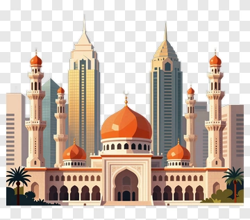 Modern Cityscape With Mosque And Skyscrapers PNG