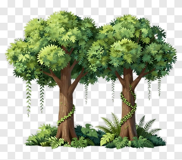 Colorful Trees In A Lush Forest PNG
