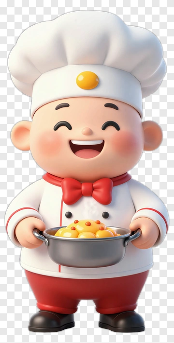 Cartoon Chef Holding A Bowl Of Noodles PNG
