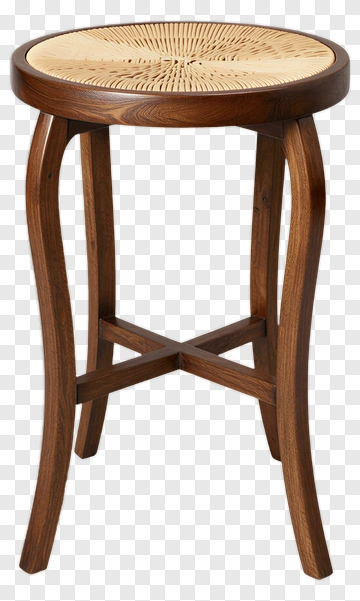Wooden Stool With Woven Seat PNG