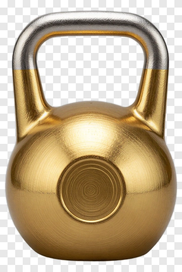 Gold Kettlebell With Silver Handle PNG