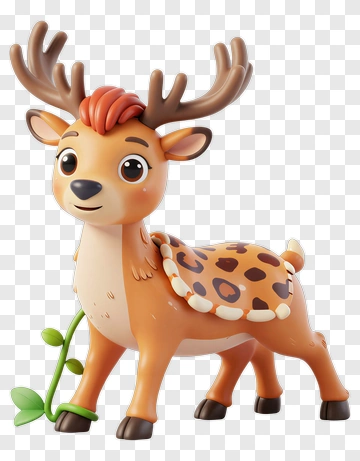 Cartoon Deer Holding A Leaf PNG