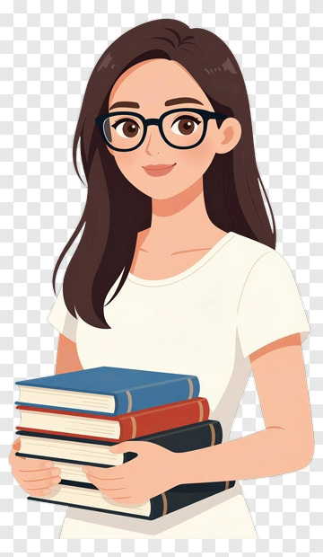 Student Holding A Stack Of Books PNG