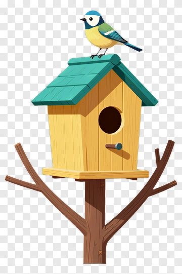 Birdhouse With A Blue Tit On Top PNG