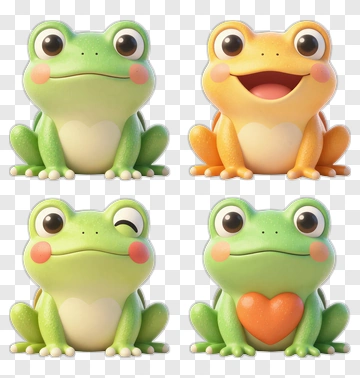 Cartoon Frogs With Various Expressions PNG