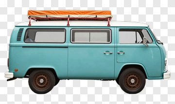 Vintage Volkswagen Van With Roof Rack PNG