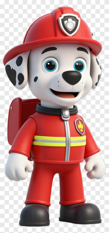 3D Firefighter Dog Character PNG