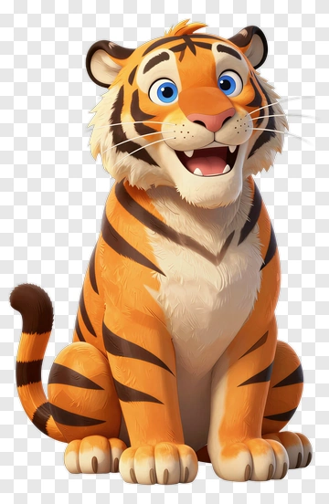 Cartoon Tiger Sitting And Smiling PNG