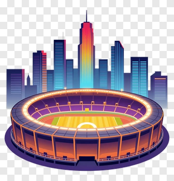 Colorful Stadium In A Cityscape PNG