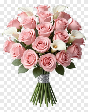 Pink Rose And Calla Lily Bouquet PNG