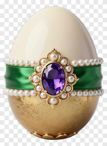 Decorative Easter Egg With Gem And Pearls PNG