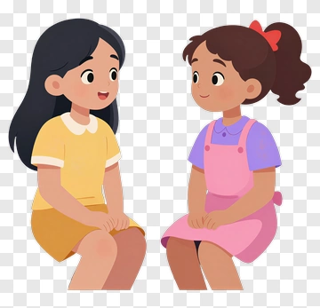Cartoon Girls Sitting And Talking PNG