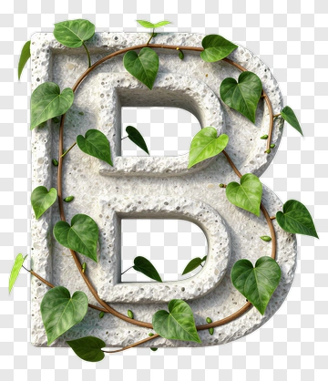 Stone Letter B Covered In Green Vines PNG