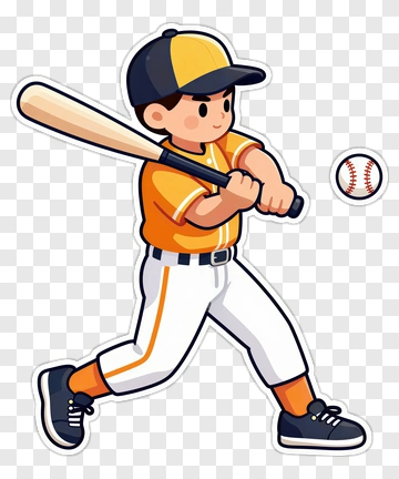 Cartoon Boy Playing Baseball PNG