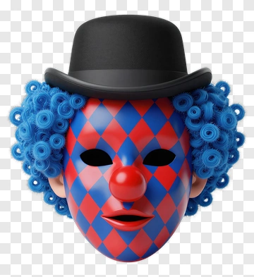 Clown Mask With Blue And Red Hair PNG