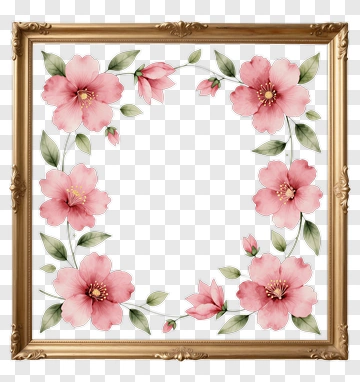 Floral Frame With Pink Flowers PNG
