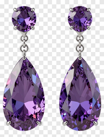 Purple Teardrop Earrings PNG