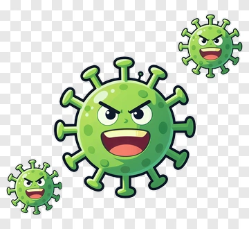 Cartoon Virus Character With Angry Expression PNG