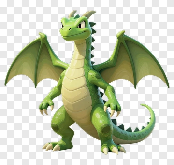 3D Cartoon Dragon With Wings PNG
