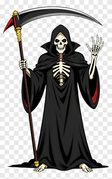 Cartoon Grim Reaper Holding A Scythe PNG