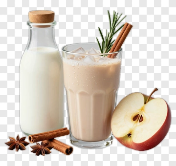 Milk And Apple Drink With Cinnamon Sticks PNG