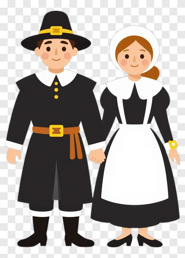 Thanksgiving Couple In Traditional Attire PNG