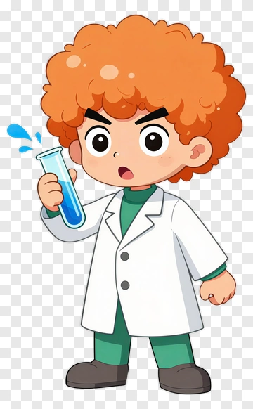 Cartoon Scientist Holding A Test Tube PNG
