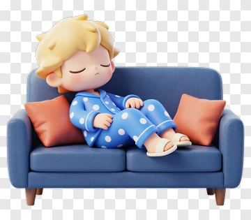3D Boy Sleeping On A Couch PNG