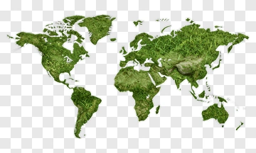 Green World Map PNG
