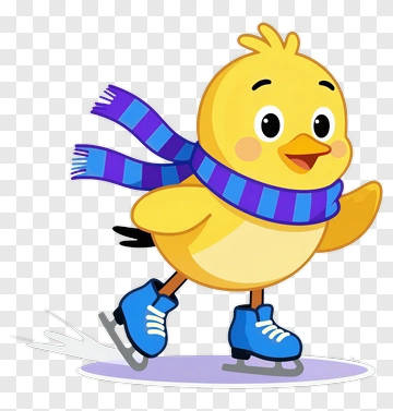 Cartoon Chick Ice Skating PNG