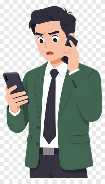 Concerned Businessman Using A Phone PNG